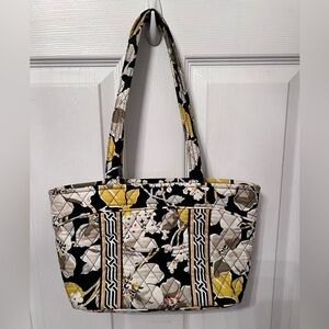 Vintage Vera Bradley Dogwood Bag Yellow & Black Floral Design Retired Pattern